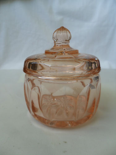 Vintage pressed glass cookie jar, Czechoslovakia 1950